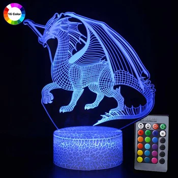 16 Colors Change 3D LED Illusion Flash Night Light with Remote Control Dinosaur 3D Decoration Night Table Lamp Home Decor
16 Colors Change 3D LED Illusion Flash Night Light with Remote Control Dinosaur 3D Decoration Night Table Lamp Home Decor