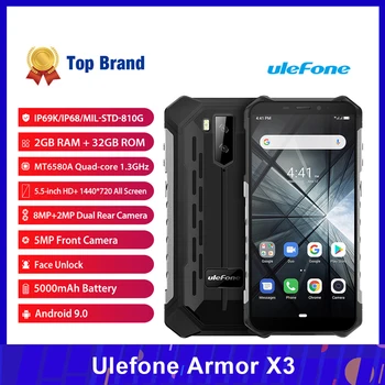 Ulefone Armor X3 IP68 Rugged Mobile Phone Android 9.0 Shockproof 5000mAh Superbattery 2GB+32GB Face Unlocked 3G Smartphone
Ulefone Armor X3 IP68 Rugged Mobile Phone Android 9.0 Shockproof 5000mAh Superbattery 2GB+32GB Face Unlocked 3G Smartphone
