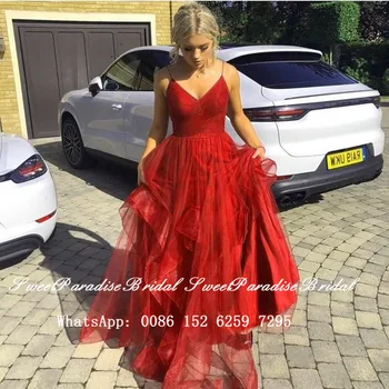 Sexy Backless Spagheeti Strap Evening Dress 2020 Red Tulle Long Tiered Ruffles A Line Prom Dresses Vestidos De Fiesta De Noche
Sexy Backless Spagheeti Strap Evening Dress 2020 Red Tulle Long Tiered Ruffles A Line Prom Dresses Vestidos De Fiesta De Noche
