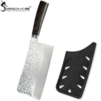 SOWOLL Kitchen Knife Chinese 7-Inch Meat Cleaver Forged Stainless Steel Full Tang Chef Butcher Meat Cleaver Meat Santoku Knife
SOWOLL Kitchen Knife Chinese 7-Inch Meat Cleaver Forged Stainless Steel Full Tang Chef Butcher Meat Cleaver Meat Santoku Knife