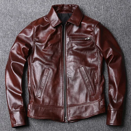 

Мужская винтажная куртка из натуральной воловьей кожи Tcyeek100, демисезонные мужские кожаные куртки, 2023