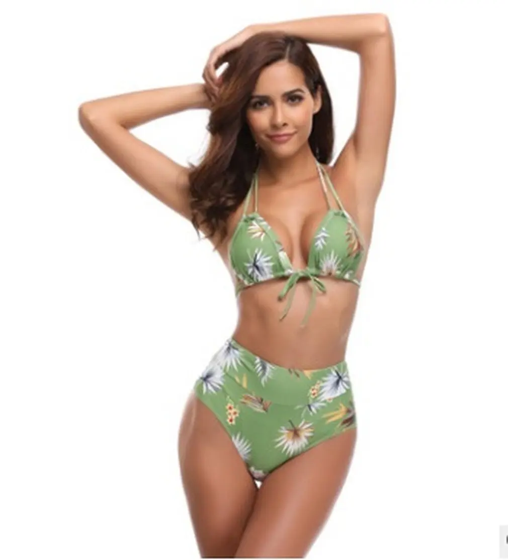 2PCS Sexy Halter Neck Female Split Swimsuit Elegant Floral Print High-waisted Lady Bikini Suit Bowknot Decor Women Swimwear 
2PCS Sexy Halter Neck Female Split Swimsuit Elegant Floral Print High-waisted Lady Bikini Suit Bowknot Decor Women Swimwear