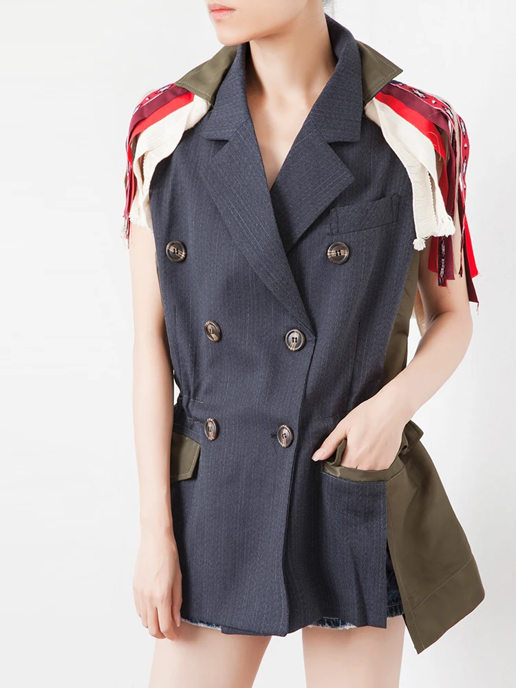 Handmade Luxury Suit Jacket for Women Causel Back Ribbon Stitching Tassel Double Breasted Vest Coat
Handmade Luxury Suit Jacket for Women Causel Back Ribbon Stitching Tassel Double Breasted Vest Coat