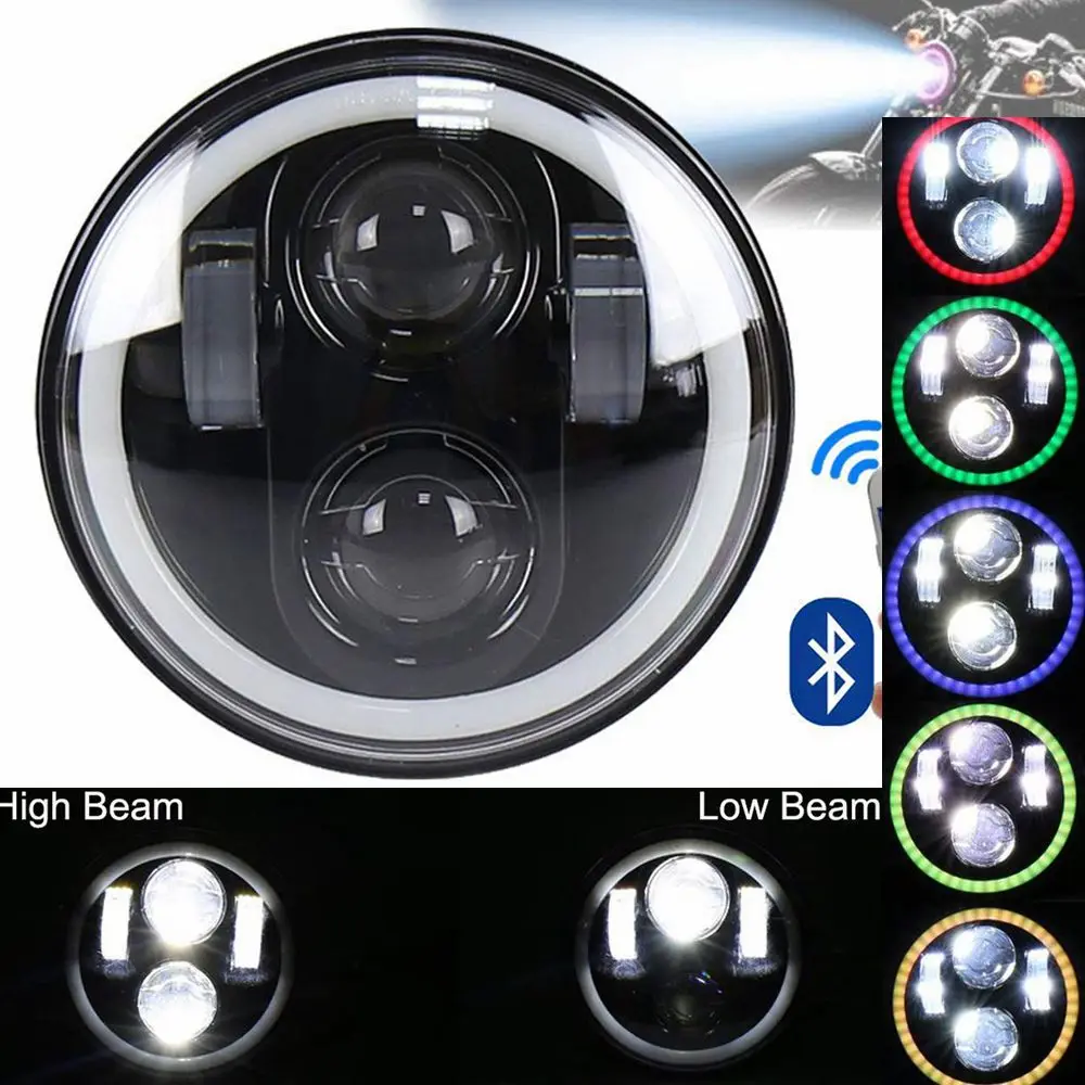 5.75 Inch LED Motorcycle Headlight DRL Angel Ring Headlamp RGB Halo Bluetooth Remote Control Hi&Lo Beam Fit For Harley Sportster
5.75 Inch LED Motorcycle Headlight DRL Angel Ring Headlamp RGB Halo Bluetooth Remote Control Hi&Lo Beam Fit For Harley Sportster