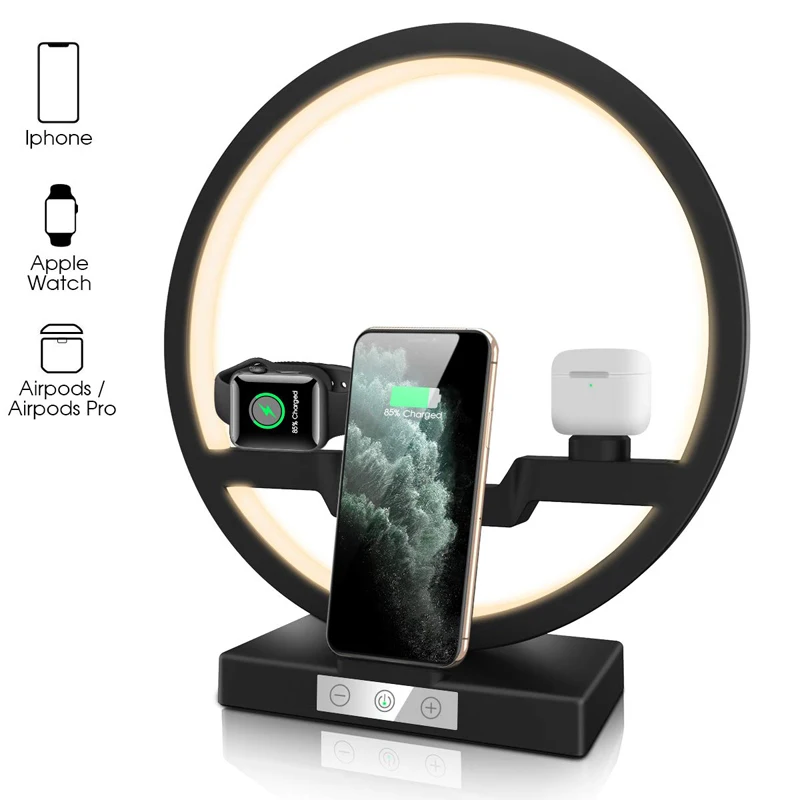 Wireless Fast Charger Multifunctional LED Fast Charging Station Dock Holder Stand Compatible For Apple Watch Airpods Smart Phone
Wireless Fast Charger Multifunctional LED Fast Charging Station Dock Holder Stand Compatible For Apple Watch Airpods Smart Phone