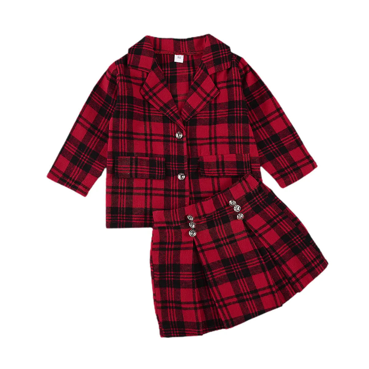 Christmas Kids Baby Girl Plaid Coat Skirts 2pcs Suit Long-sleeve Lapel Jacket+Midi Red Dress Formal Party Clothes Set Spring 
Christmas Kids Baby Girl Plaid Coat Skirts 2pcs Suit Long-sleeve Lapel Jacket+Midi Red Dress Formal Party Clothes Set Spring