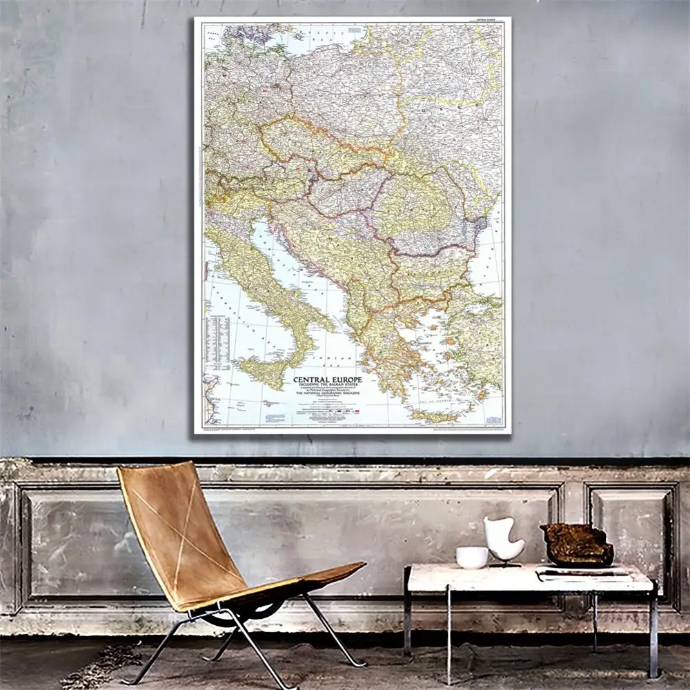 A2 Size Roll Packaged Crease-free Fine Canvas Map of Central Europe Including The Balkan States in 1951 Edition For Wall Decor
A2 Size Roll Packaged Crease-free Fine Canvas Map of Central Europe Including The Balkan States in 1951 Edition For Wall Decor