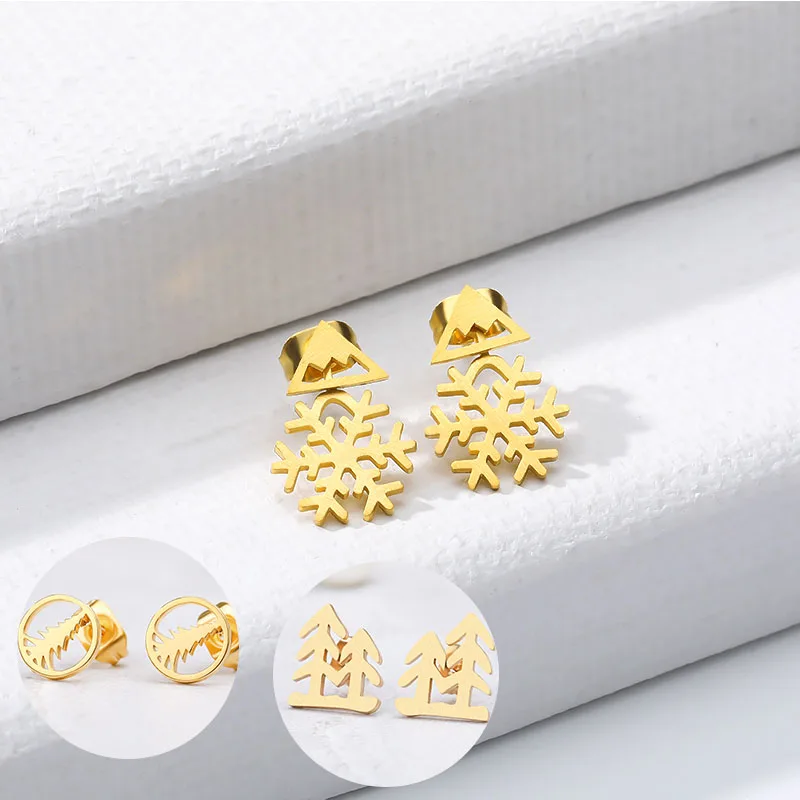Charms Christmas Tree Earring Stainless Steel Gold Color Lovely Snowflake Handmade Jewelry For Women Party Gift Kolczyki
Charms Christmas Tree Earring Stainless Steel Gold Color Lovely Snowflake Handmade Jewelry For Women Party Gift Kolczyki