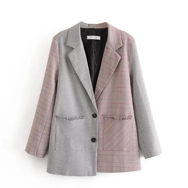 2020 vintage stitching ladies blazer Casual Check Long Sleeve Loose Jacket Feminine Fringed midi coat Small suit
2020 vintage stitching ladies blazer Casual Check Long Sleeve Loose Jacket Feminine Fringed midi coat Small suit