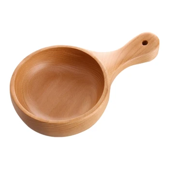 Japanese Handmade Wooden Bowl Beech Pizza Storage Pot Soup Kimchi Salad Fruit Bowl Food Container Tableware Kitchen