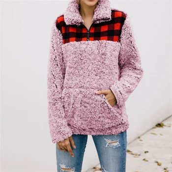 Hirigin Women Fleece Outerwear Plaid Patchwork Fluffy Thick Sweaters Warm Zipper Pullovers Women Winter Coat Tops Sweatshirts
Hirigin Women Fleece Outerwear Plaid Patchwork Fluffy Thick Sweaters Warm Zipper Pullovers Women Winter Coat Tops Sweatshirts
