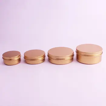 

100pcs 50g 60g 100g Empty Gold Aluminum Container Cosmetics Cream Ointment Solid Perfume Metal Can Jar Tea Pot NO341