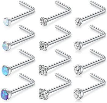 12pcs 18G 316L Surgical Steel 1.5mm 2mm 2.5mm 3mm Jeweled Opal & Clear CZ Nose L-Shaped Rings Studs Ring Body Piercing Jewelry
12pcs 18G 316L Surgical Steel 1.5mm 2mm 2.5mm 3mm Jeweled Opal & Clear CZ Nose L-Shaped Rings Studs Ring Body Piercing Jewelry