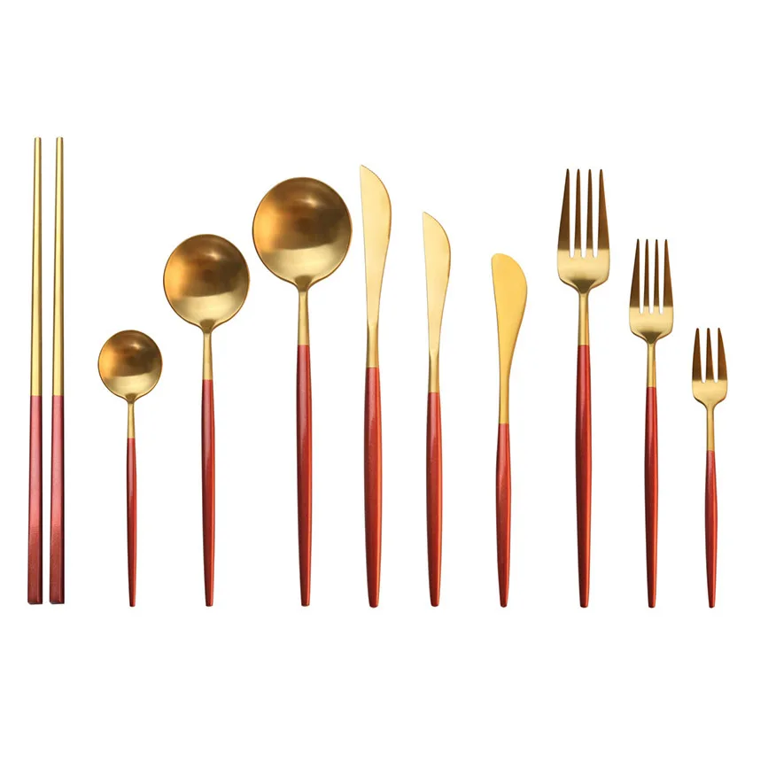 1 Piece Vintage Stainless Flatware Place Setting Modern Utensils Red Golden Dinnerware Set Dinner Tableware Kitchen Cutlery
1 Piece Vintage Stainless Flatware Place Setting Modern Utensils Red Golden Dinnerware Set Dinner Tableware Kitchen Cutlery