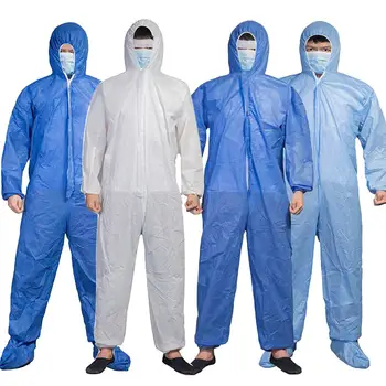 Unisex Disposable Laboratory Hospital Hood Isolation Gown Protection Coverall