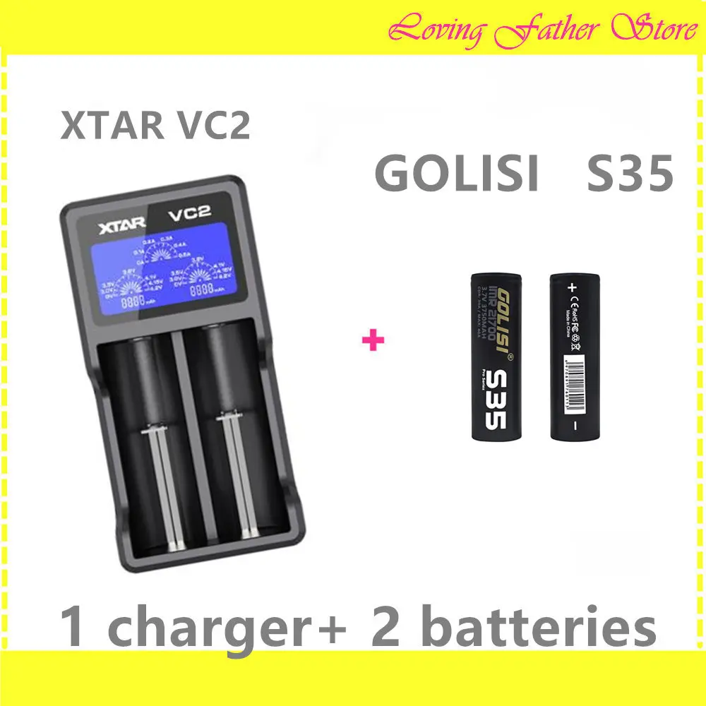 2 pcs GOLISI S35 21700 3750mah 40A rechargeable batteries and 1 pcs XTAR VC2 lithium 2 slots rechargeable battery charger
2 pcs GOLISI S35 21700 3750mah 40A rechargeable batteries and 1 pcs XTAR VC2 lithium 2 slots rechargeable battery charger