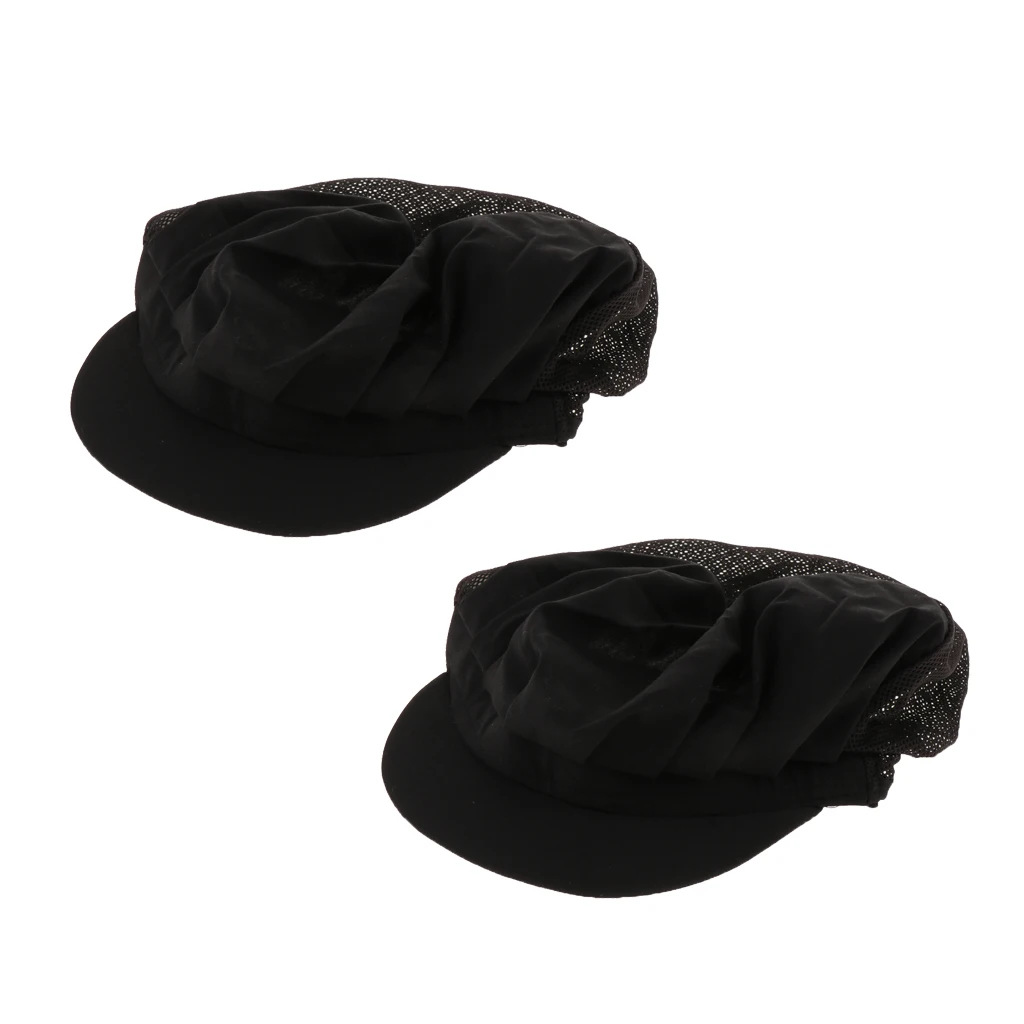 2Pcs Black Half Mesh Men Women Chef Hat Adjustable Cooking Catering Cap Breathable 2Pcs Black Half Mesh Men Women Chef Hat Adjustable Cooking Catering Cap Breathable