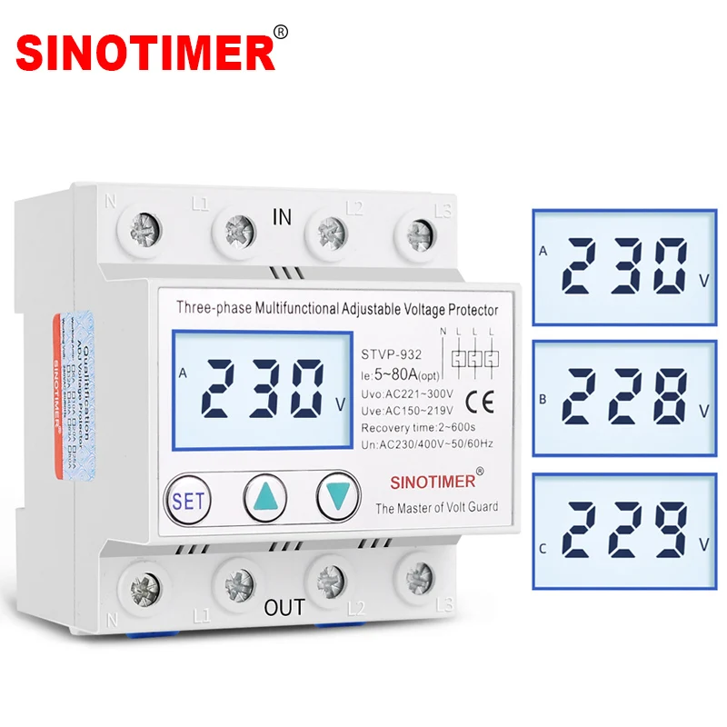 Din Rail Adjustable AC 380V 3 Phase Over and Under Voltage Protector Relays Voltmeter Monitors Phase Sequence Failure Protection
Din Rail Adjustable AC 380V 3 Phase Over and Under Voltage Protector Relays Voltmeter Monitors Phase Sequence Failure Protection