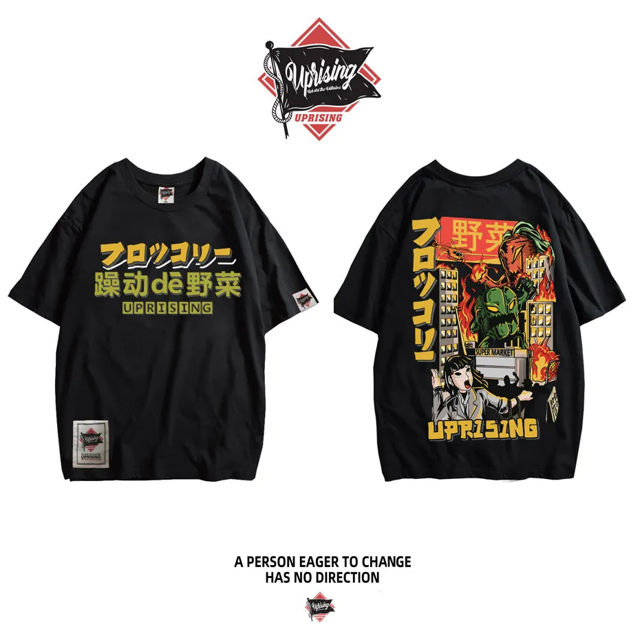 2021 Мужская футболка в стиле хип хоп японском Харадзюку С мультипликационным