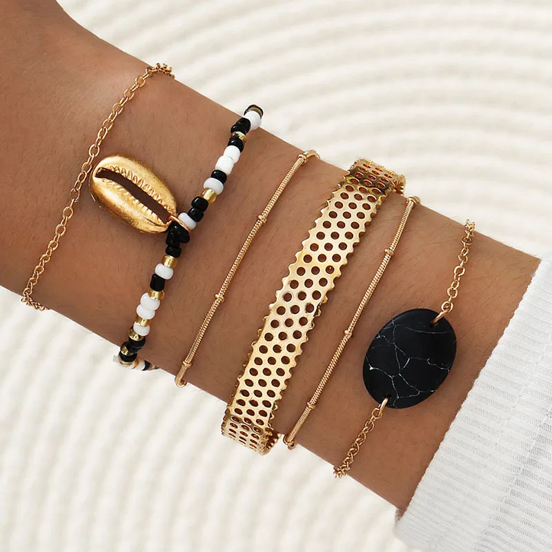 6 Pcs/Set Hollow Open Cuff Bangle Beads Strand Seashell Black Stone Charm Braclets Set for Women Fashion Bracelets Woman 2020
6 Pcs/Set Hollow Open Cuff Bangle Beads Strand Seashell Black Stone Charm Braclets Set for Women Fashion Bracelets Woman 2020