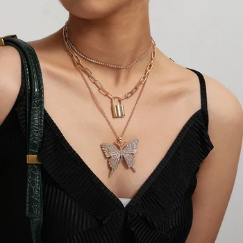 Ornament Retro Geometry Lock Simple Chain Necklace Exaggeration Big Butterfly Micro Pave Set Necklace
Ornament Retro Geometry Lock Simple Chain Necklace Exaggeration Big Butterfly Micro Pave Set Necklace