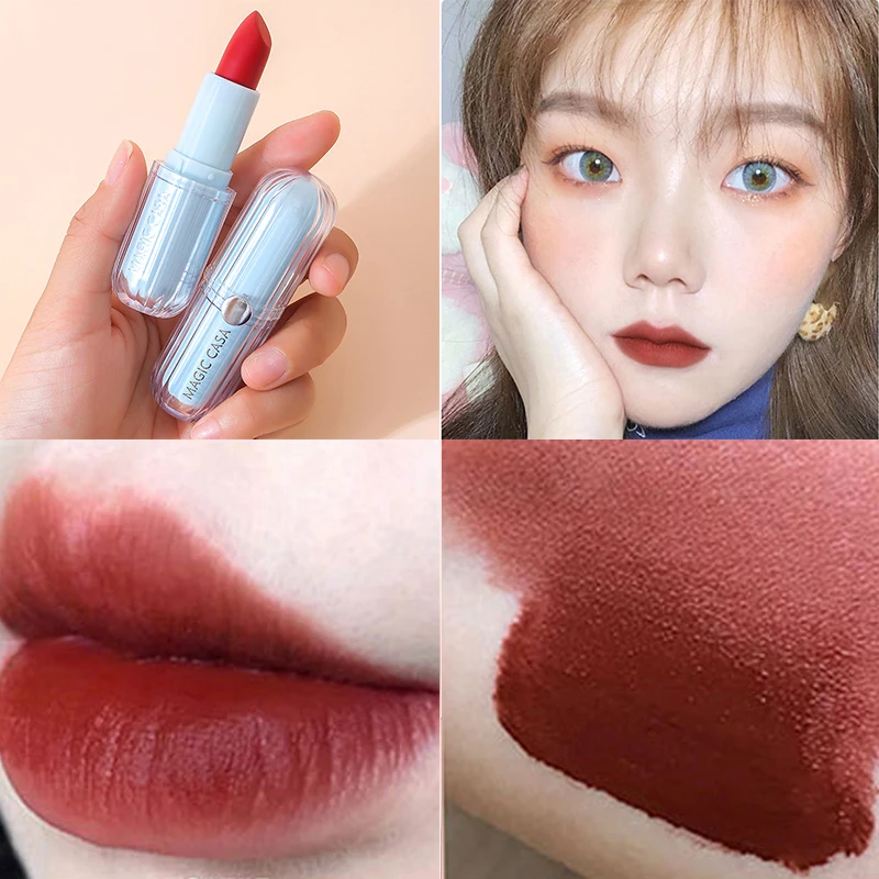 6 Colors Moisturizing Lipstick Long Lasting Non-Stick Cup Makeup Red Velete Lip Stick Mineral Pigment Women Korean Cosmetics 
6 Colors Moisturizing Lipstick Long Lasting Non-Stick Cup Makeup Red Velete Lip Stick Mineral Pigment Women Korean Cosmetics