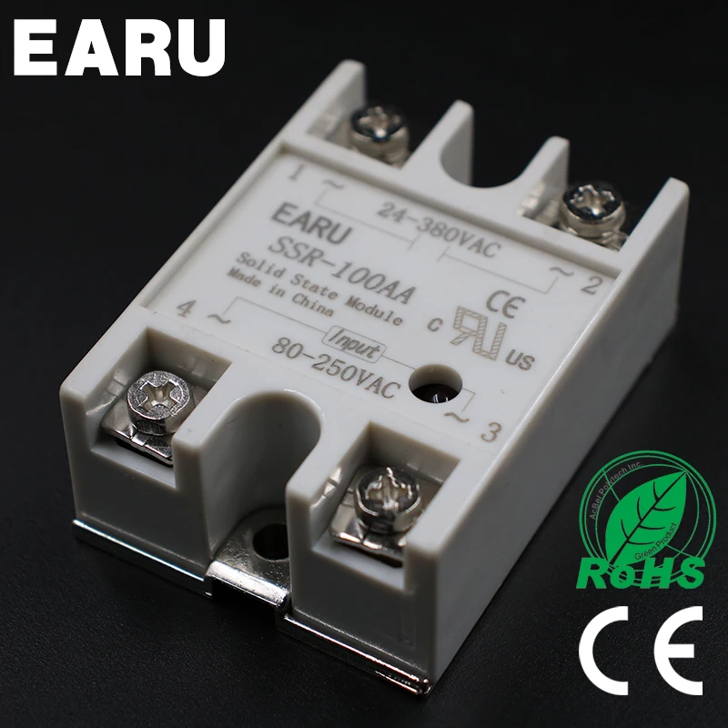 

Solid State Relay Module SSR-100A SSR-100 AA SSR 100A 80-250VAC Input to 24-380VAC Output Industry Control