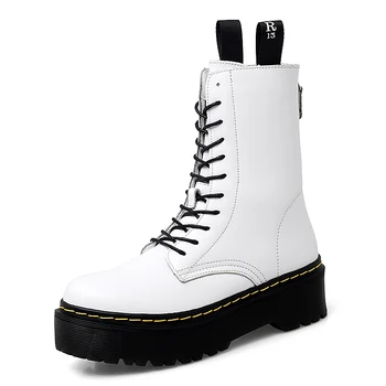 Thick Sole Doc Boots for Women Height Increasing 5CM Platform Ankle Boots PU Leather Leather Motorcycle Boots Shoes Martins 2020 
Thick Sole Doc Boots for Women Height Increasing 5CM Platform Ankle Boots PU Leather Leather Motorcycle Boots Shoes Martins 2020