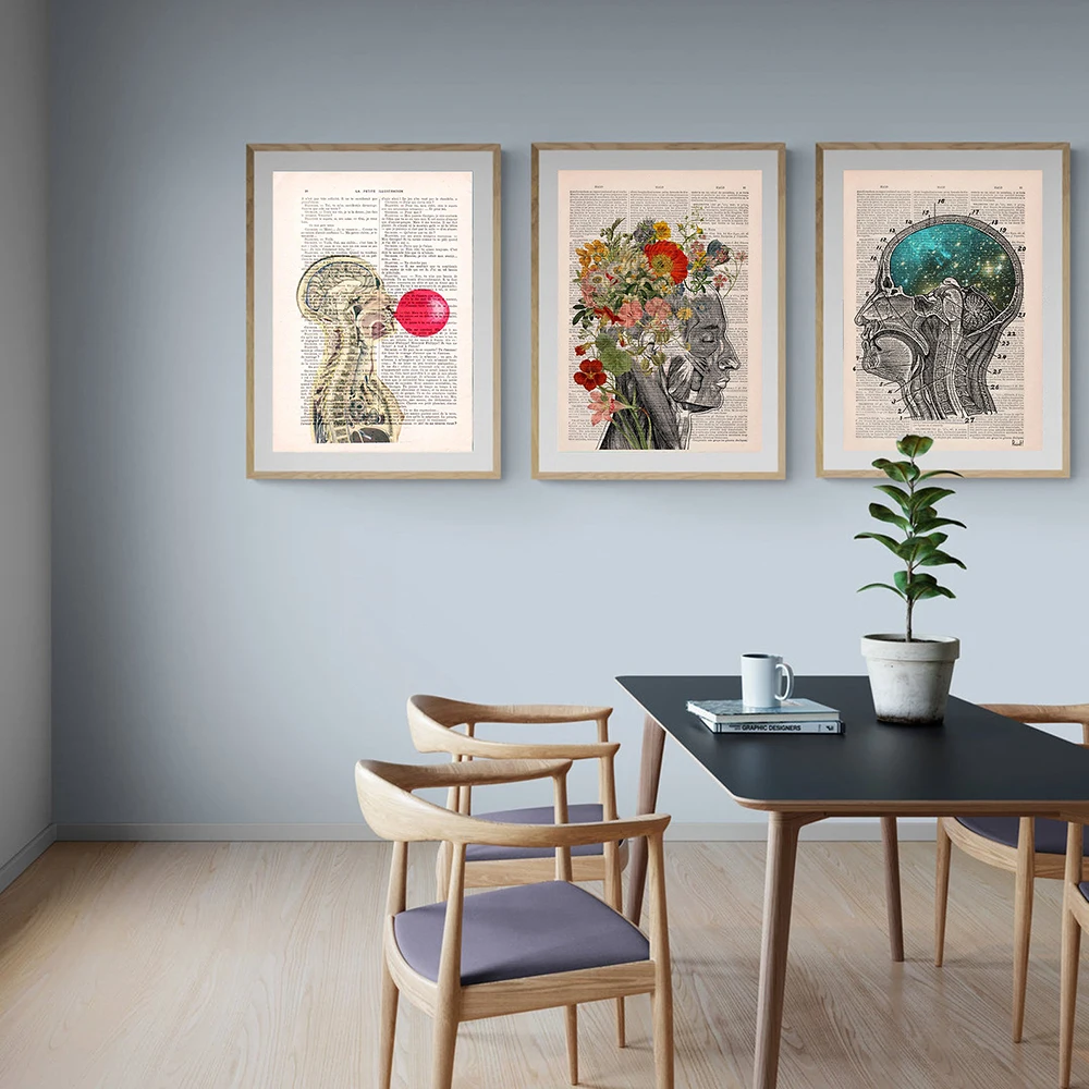 Anatomy Art Human Heart Brain Lungs Wall Art Canvas Painting Nordic Posters And Prints Wall Pictures Decor For Doctor Office