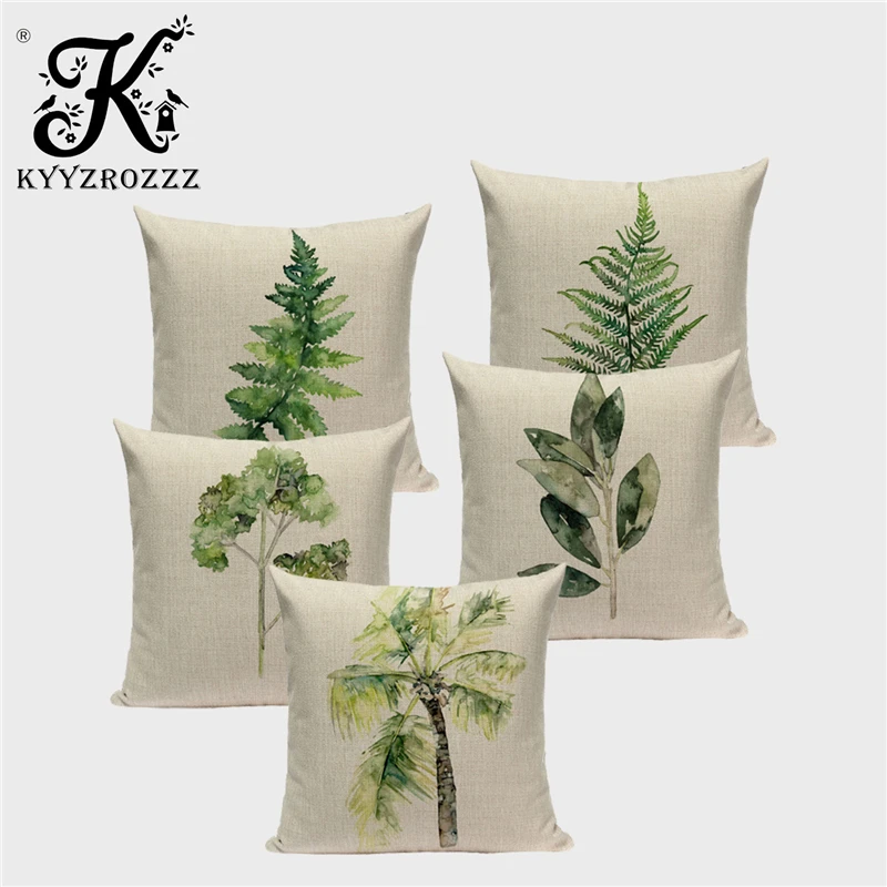 

High Quality Plant Printing Cushion Set Flower and Bird Leaves Linen Car Sofa Bedroom Home Decoration Handmade Custom Pillowcase