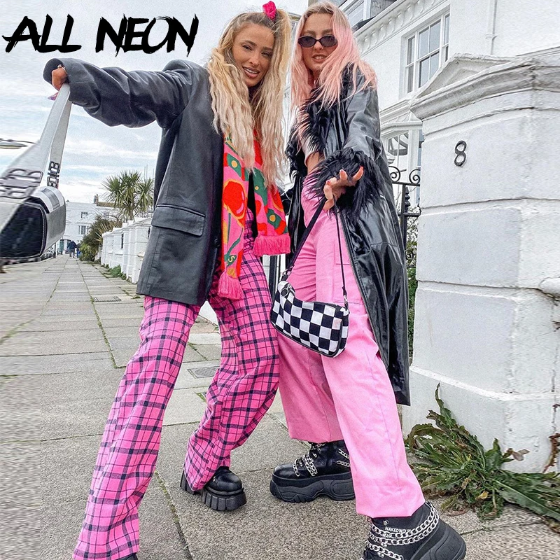 ALLNeon HipHop Loosed Women's Cargo Pants High Waist With 2 Pockets Elastic Long Pink Trousers Streetwear Solid Fashion Jogging
ALLNeon HipHop Loosed Women's Cargo Pants High Waist With 2 Pockets Elastic Long Pink Trousers Streetwear Solid Fashion Jogging