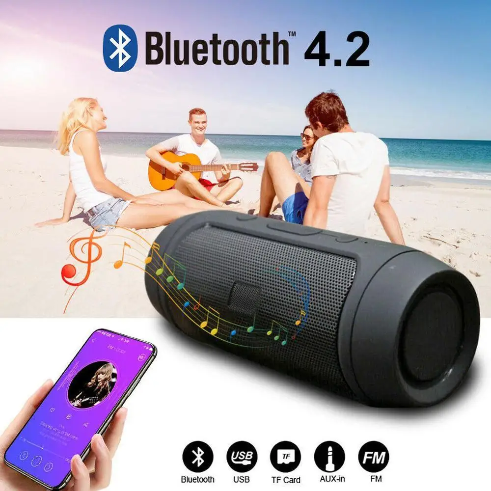 

Waterproof Portable Speaker Mini Bluetooth Music Bass SpeakerSubwoofer Outdoor Wireless Loudspeaker Support TF FM Radio Aux