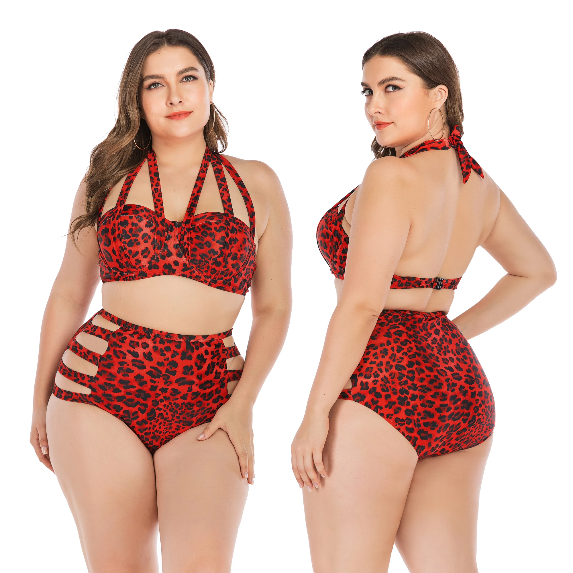 Red Pierced Leopard Sexy Plus Size Bikini Swimwear Women Print Two-Piece Swimsuit Lace-up Backless Bathing Suit Swimming Suits
Red Pierced Leopard Sexy Plus Size Bikini Swimwear Women Print Two-Piece Swimsuit Lace-up Backless Bathing Suit Swimming Suits
