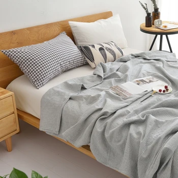 washed cotton muslin blanket plaid Bedspread on the bed Decorative sofa cover Japan style blankets and throws Nordic bed cover 
washed cotton muslin blanket plaid Bedspread on the bed Decorative sofa cover Japan style blankets and throws Nordic bed cover