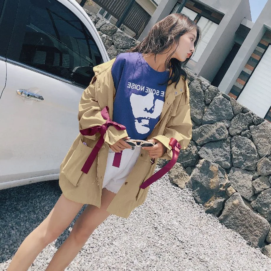 Photo Shoot Ribbon Bow Contrast Color Stand Collar Workwear Coat Women's Korean-style Early Autumn Ulzzang Loose-Fit Lace-up Tre
Photo Shoot Ribbon Bow Contrast Color Stand Collar Workwear Coat Women's Korean-style Early Autumn Ulzzang Loose-Fit Lace-up Tre