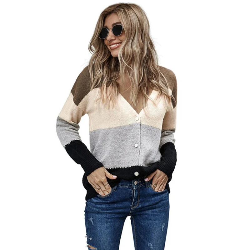 Fashion Luxury Women's Autumn/Winter Long Sleeve Striped V-Neck Loose Sweater Suéter feminino
Fashion Luxury Women's Autumn/Winter Long Sleeve Striped V-Neck Loose Sweater Suéter feminino