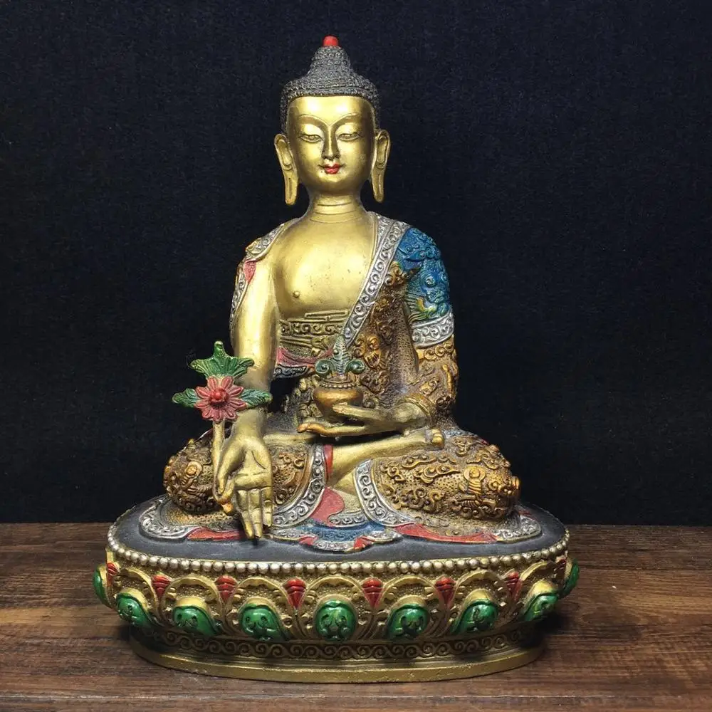 9"Tibet Buddhism Temple Old Bronze Painted Shakyamuni Medicine Buddha Buddha Statue Enshrine the Buddha
9"Tibet Buddhism Temple Old Bronze Painted Shakyamuni Medicine Buddha Buddha Statue Enshrine the Buddha