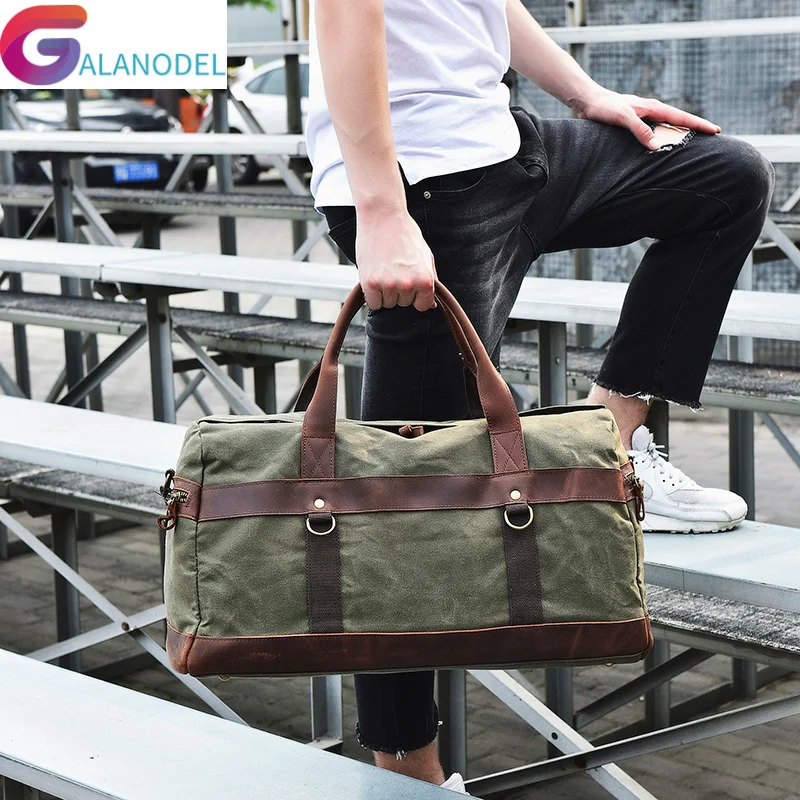 Crazy Horse Leather Canvas Travel Bag Large Capacity Luggage Bag Men Shoulder Travel Duffel Bags Women Vintage Duffle Handbag 
Crazy Horse Leather Canvas Travel Bag Large Capacity Luggage Bag Men Shoulder Travel Duffel Bags Women Vintage Duffle Handbag