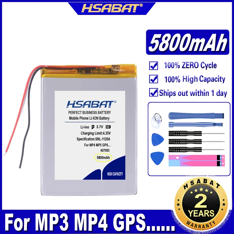 HSABAT 407093 5800mAh 3 wires Tablet Battery for child prestigio multipad color 2 3g pmt3777_3g_d Batteries | Компьютеры и офис