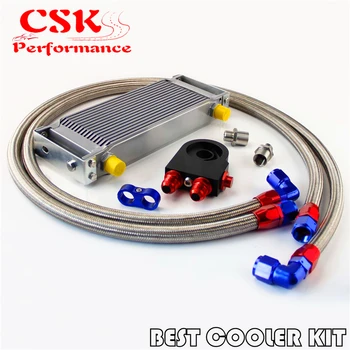 16 Row Engine Oil Cooler Kit AN10 Thermostat Sandwich Plate + Oil Lines Kit Silver/Black
16 Row Engine Oil Cooler Kit AN10 Thermostat Sandwich Plate + Oil Lines Kit Silver/Black