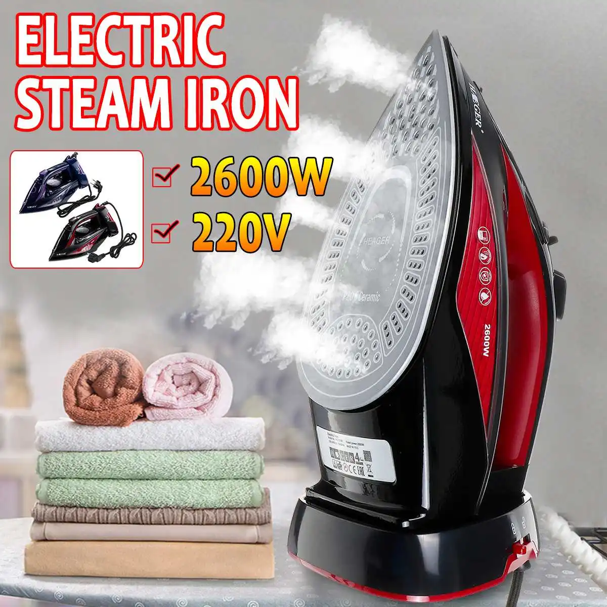 2600W Cordless Ironing Machine Electric Iron Steam Wireless Garment Flatiron 3 Gears Adjustable Thermostatic Ceramics Soleplate
2600W Cordless Ironing Machine Electric Iron Steam Wireless Garment Flatiron 3 Gears Adjustable Thermostatic Ceramics Soleplate