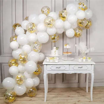 101 pcs 12In White Balloons and Gold Confetti Balloons adult 30st Birthday Wedding Party Background Baby Shower Decorations 
101 pcs 12In White Balloons and Gold Confetti Balloons adult 30st Birthday Wedding Party Background Baby Shower Decorations