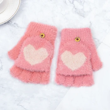 Fingerless Mittens Winter Women Knitted Gloves Keep Warm Ladies Pink Heart Wool Half Finger Gloves Female Hand Wrist Mittens
Fingerless Mittens Winter Women Knitted Gloves Keep Warm Ladies Pink Heart Wool Half Finger Gloves Female Hand Wrist Mittens