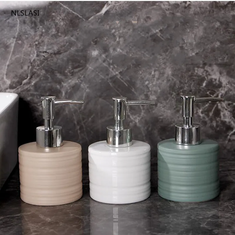 Solid color stripes Ceramics Lotion bottle Liquid Soap Dispenser Home hand sanitizer Storage shampoo bottle Bathroom Accessories
Solid color stripes Ceramics Lotion bottle Liquid Soap Dispenser Home hand sanitizer Storage shampoo bottle Bathroom Accessories
