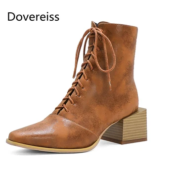 Dovereiss Fashion Women's Shoes Winter sexy Elegant Zipper red Square toe Cross tied Block heels Short boots Concise 33-48 
Dovereiss Fashion Women's Shoes Winter sexy Elegant Zipper red Square toe Cross tied Block heels Short boots Concise 33-48