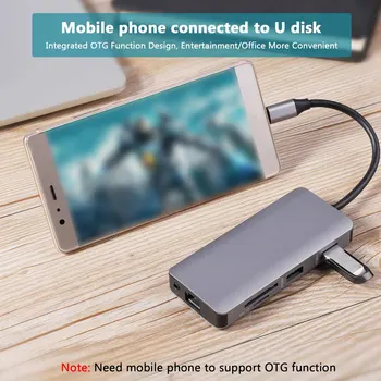 Adapter Network Type C Hub to HDMI + VGA Output With PD3.0(100W) Charge 2 USB3.0 Ports SD/TF Card Reader Audio Port 
Adapter Network Type C Hub to HDMI + VGA Output With PD3.0(100W) Charge 2 USB3.0 Ports SD/TF Card Reader Audio Port