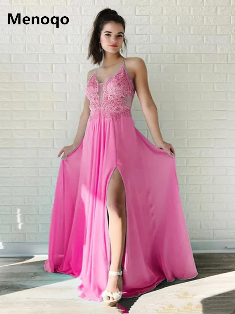 Chiffon Evening Gowns 2020 New Arrival Appliques Evening Dresses Spaghetti Straps Side Slit Prom Dresses Long Robe De Soiree
Chiffon Evening Gowns 2020 New Arrival Appliques Evening Dresses Spaghetti Straps Side Slit Prom Dresses Long Robe De Soiree