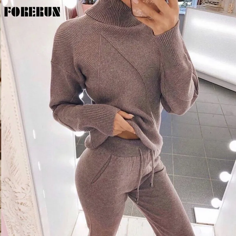 FORERUN Two Piece Set Women Knitted Turtleneck Pullover Sweater and High Waist Pants Top Quality Winter Home Suits Lounge Sets
FORERUN Two Piece Set Women Knitted Turtleneck Pullover Sweater and High Waist Pants Top Quality Winter Home Suits Lounge Sets