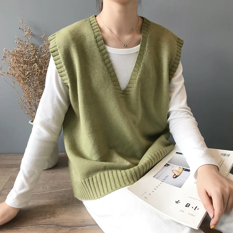 Women Sweater Vest Large Size Winter School Uniform V Neck Knitted Tops Female Coat Knitting Waistcoat Sleeveless Pullovers
Women Sweater Vest Large Size Winter School Uniform V Neck Knitted Tops Female Coat Knitting Waistcoat Sleeveless Pullovers