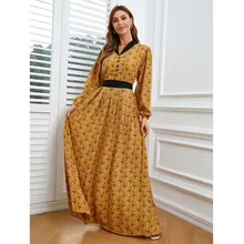 

Women Maxi Dress Print Kaftan Dubai Turkey Abaya Muslim Party Gown Islamic Clothing Arab Robe Jilbab Eid Ramadan Abayas Caftan